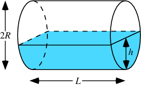 محاسبه حجم مایع در یک مخزن استوانه افقی