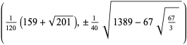 (-1/(10),+/-1/(10)sqrt(23))