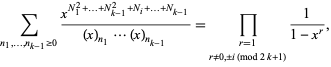  sum_(n_1,...,n_(k-1)>=0)(x^(N_1^2+...+N_(k-1)^2+N_i+...+N_(k-1)))/((x)_(n_1)...(x)_(n_(k-1)))=product_(r=1; r!=0,+/-i (mod 2k+1))1/(1-x^r), 