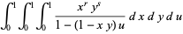 int_0^1int_0^1int_0^1(x^ry^s)/(1-(1-xy)u)dxdydu