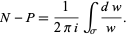  N-P=1/(2pii)int_sigma(dw)/w. 