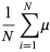 1/Nsum_(i=1)^(N)mu