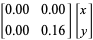 [0.00 0.00; 0.00 0.16][x; y]