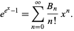  e^(e^x-1)=sum_(n=0)^infty(B_n)/(n!)x^n. 