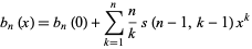  b_n(x)=b_n(0)+sum_(k=1)^nn/ks(n-1,k-1)x^k 