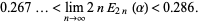  0.267...<lim_(n->infty)2nE_(2n)(alpha)<0.286. 