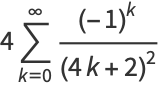 4sum_(k=0)^(infty)((-1)^k)/((4k+2)^2)