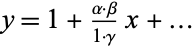 y=1+(alpha·beta)/(1·gamma)x+...