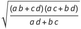 sqrt(((ab+cd)(ac+bd))/(ad+bc))