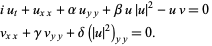  iu_t+u_(xx)+alphau_(yy)+betau|u|^2-uv=0 
v_(xx)+gammav_(yy)+delta(|u|^2)_(yy)=0.  