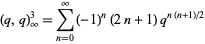  (q,q)_infty^3=sum_(n=0)^infty(-1)^n(2n+1)q^(n(n+1)/2) 