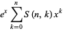 e^xsum_(k=0)^(n)S(n,k)x^k