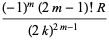 ((-1)^m(2m-1)!R)/((2k)^(2m-1))