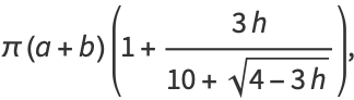 pi(a+b)(1+(3h)/(10+sqrt(4-3h))),