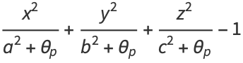 (x^2)/(a^2+theta_p)+(y^2)/(b^2+theta_p)+(z^2)/(c^2+theta_p)-1