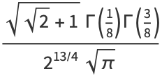 (sqrt(sqrt(2)+1)Gamma(1/8)Gamma(3/8))/(2^(13/4)sqrt(pi))