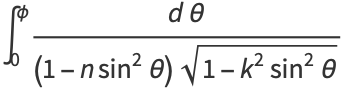 int_0^phi(dtheta)/((1-nsin^2theta)sqrt(1-k^2sin^2theta))