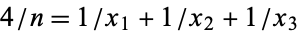 4/n=1/x_1+1/x_2+1/x_3