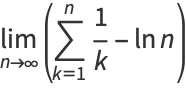 lim_(n->infty)(sum_(k=1)^(n)1/k-lnn)