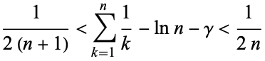  1/(2(n+1))<sum_(k=1)^n1/k-lnn-gamma<1/(2n) 