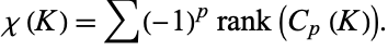  chi(K)=sum(-1)^prank(C_p(K)). 