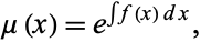  mu(x)=e^(intf(x)dx), 