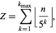  Z=sum_(k=1)^(k_(max))|_n/(5^k)_|, 