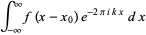 int_(-infty)^inftyf(x-x_0)e^(-2piikx)dx