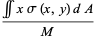 (intintxsigma(x,y)dA)/M