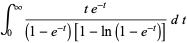 int_0^infty(te^(-t))/((1-e^(-t))[1-ln(1-e^(-t))])dt