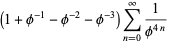 (1+phi^(-1)-phi^(-2)-phi^(-3))sum_(n=0)^(infty)1/(phi^(4n))