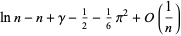 lnn-n+gamma-1/2-1/6pi^2+O(1/n)