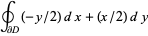 ∮_(partialD)(-y/2)dx+(x/2)dy