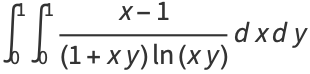 int_0^1int_0^1(x-1)/((1+xy)ln(xy))dxdy