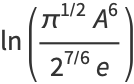 ln((pi^(1/2)A^6)/(2^(7/6)e))