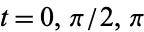 t=0,pi/2,pi