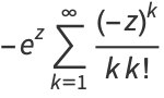 -e^zsum_(k=1)^(infty)((-z)^k)/(kk!)