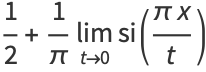 1/2+1/pilim_(t->0)si((pix)/t)