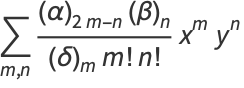 sum_(m,n)((alpha)_(2m-n)(beta)_n)/((delta)_mm!n!)x^my^n