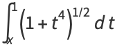 int_x^1(1+t^4)^(1/2)dt