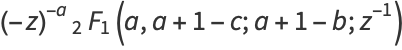 (-z)^(-a)_2F_1(a,a+1-c;a+1-b;z^(-1))
