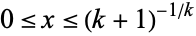 0<=x<=(k+1)^(-1/k)