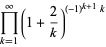 product_(k=1)^(infty)(1+2/k)^((-1)^(k+1)k)