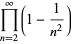 product_(n=2)^(infty)(1-1/(n^2))