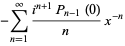 -sum_(n=1)^(infty)(i^(n+1)P_(n-1)(0))/nx^(-n)