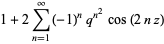 1+2sum_(n=1)^(infty)(-1)^nq^(n^2)cos(2nz)