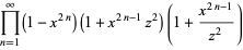 product_(n=1)^(infty)(1-x^(2n))(1+x^(2n-1)z^2)(1+(x^(2n-1))/(z^2))