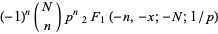 (-1)^n(N; n)p^n_2F_1(-n,-x;-N;1/p)