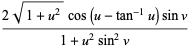 (2sqrt(1+u^2)cos(u-tan^(-1)u)sinv)/(1+u^2sin^2v)