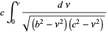 cint_0^nu(dnu)/(sqrt((b^2-nu^2)(c^2-nu^2)))
